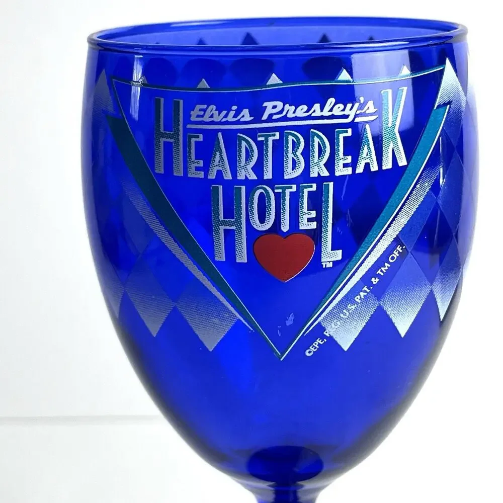 Elvis Presley Heartbreak Hotel Logo Cobalt Blue Wine Glass Holographic Sticker